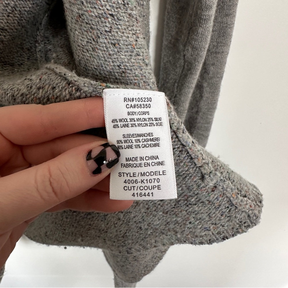 Joie • Gray Speckled Waterfall Marled Wool Cardigan Sweater - Picture 11 of 11